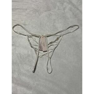 Victoria’s Secret Gold Strappy Embroidered Thong Panty - Size L